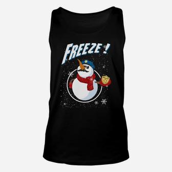 Cop Snowman Freeze Police Navidad Policeman Police Officer Sweatshirt Unisex Tank Top | Crazezy