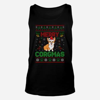Corgi Christmas Sweater Cool Merry Corgmas Xmas Sweatshirt Unisex Tank Top | Crazezy