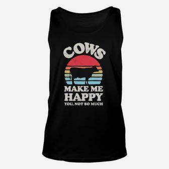 Cows Make Me Happy Funny Cow Lover Farmer Farm Animal Retro Unisex Tank Top | Crazezy AU