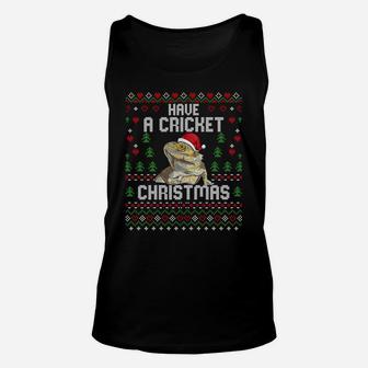 Cricket Christmas Bearded Dragon Ugly Christmas Sweater Xmas Sweatshirt Unisex Tank Top | Crazezy