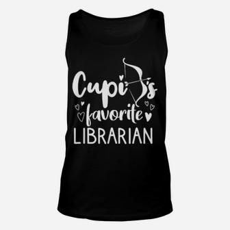 Cupid's Favorite Librarian Valentines Day Unisex Tank Top - Monsterry UK