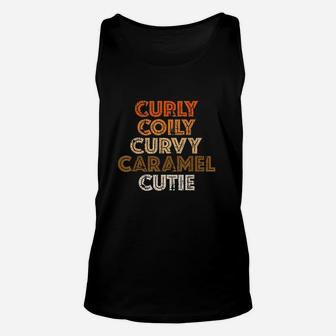 Curly Coily Curvy Caramel Cutie Natural Hair Unisex Tank Top | Crazezy AU