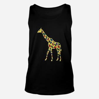 Cute And Colorful Leafy Giraffe Unique Camelopard Unisex Tank Top - Thegiftio