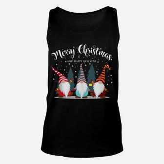 Cute And Funny Gnome Merry Christmas And Happy New Year Unisex Tank Top | Crazezy
