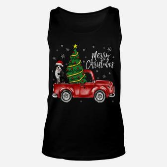 Cute Bernese Mountain Dog Truck Merry Christmas Dog Lover Sweatshirt Unisex Tank Top | Crazezy