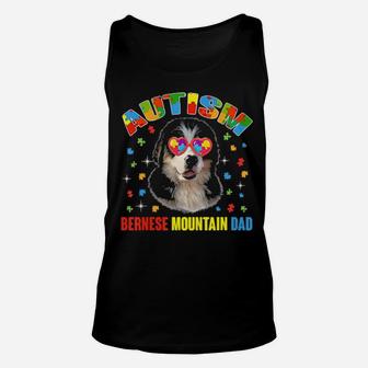 Cute Bernese Mountain Lover Autism Awareness Dog Dad Gifts Unisex Tank Top - Monsterry