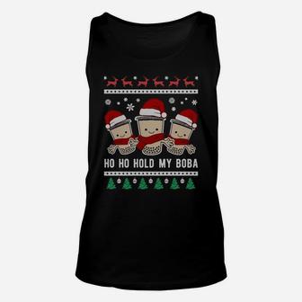 Cute Boba Xmas Hold Bubble Milk Tea Ugly Christmas Sweatshirt Unisex Tank Top | Crazezy