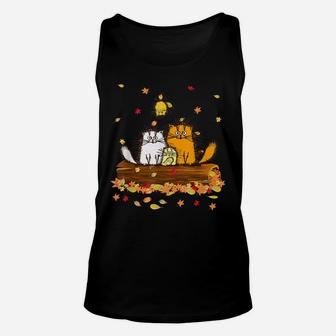 Cute Cat Autumn Hello Fall Leaves Funny Cat Kitten Lovers Unisex Tank Top | Crazezy CA