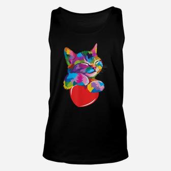 Cute Cat For Kitten Lovers Colorful Kitty Adoption Cat Unisex Tank Top | Crazezy