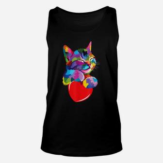 Cute Cat Gift For Kitten Lovers Colorful Art Kitty Adoption Unisex Tank Top | Crazezy CA