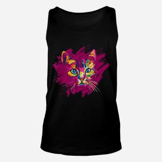 Cute Cat Gift For Kitten Lovers Colorful Art Unisex Tank Top | Crazezy AU