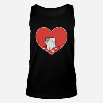 Cute Cat Love Heart Valentines Day Gift Happy Valentines Day Unisex Tank Top - Seseable