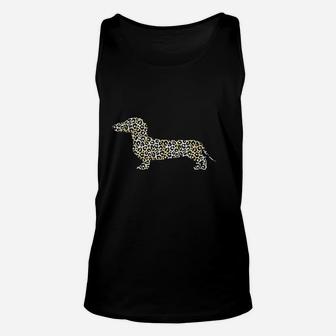 Cute Dachshund Dog In Leopard Print Unisex Tank Top | Crazezy