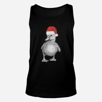 Cute Duckling Wearing Christmas Santa Hat Unisex Tank Top | Crazezy