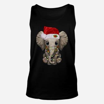 Cute Elephant Christmas Light Funny Elephant Lover Xmas Gift Sweatshirt Unisex Tank Top | Crazezy DE