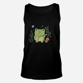 Cute Frog Banjo Butterfly Unisex Tank Top | Crazezy