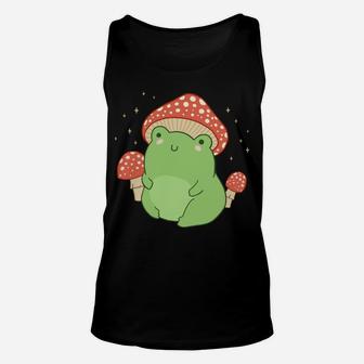Cute Frog Mushroom Hat - Cottagecore Aesthetic Unisex Tank Top | Crazezy