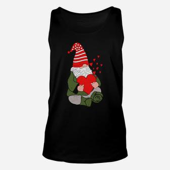 Cute Gnomes Holding Heart Funny Valentine Day Unisex Tank Top - Monsterry