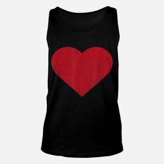 Cute Heart Valentines Day Vintage Distressed Red Unisex Tank Top | Crazezy