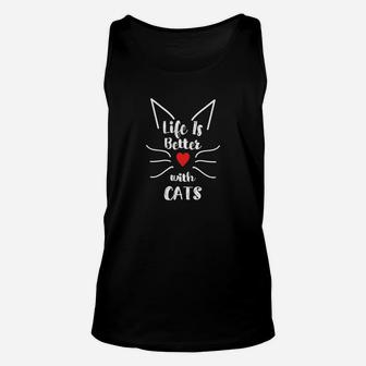 Cute Life Is Better With Cats Shirts For Women Whiskers Ears Unisex Tank Top - Thegiftio UK