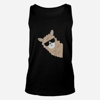 Cute Llama Alpaca With Sunglasses Unisex Tank Top | Crazezy