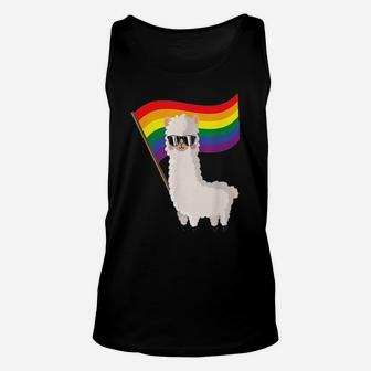Cute Llama Rainbow Flag Lgbtqia Gay Pride Unisex Tank Top - Monsterry