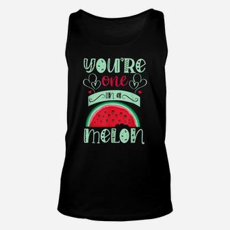Cute One In Melon Juicy Watermelon Summer Party Birthday Unisex Tank Top | Crazezy