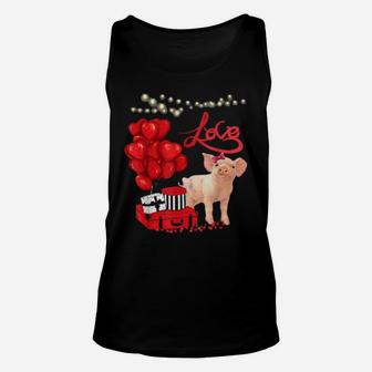 Cute Pig Heart Valentines Day Farm Animal Pig Unisex Tank Top - Monsterry