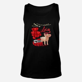 Cute Pig Heart Valentines Day Farm Animal Pig Unisex Tank Top - Monsterry