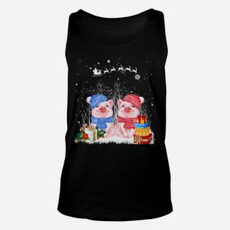 Cute Pig On Snow Merry Christmas Pig Loves Farm Gifts Sweatshirt Unisex Tank Top | Crazezy AU