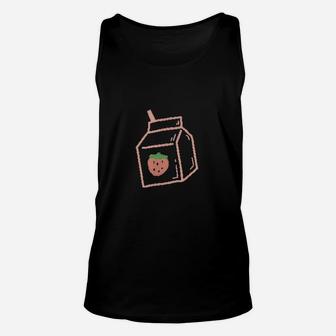 Cute Pink Strawberry Milk Carton Minimal Kawaii Aesthetic Unisex Tank Top | Crazezy AU