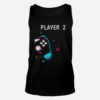 Cute Player 1 & Player 2 Matching Couple Tshirt Gamer Unisex Tank Top | Crazezy DE