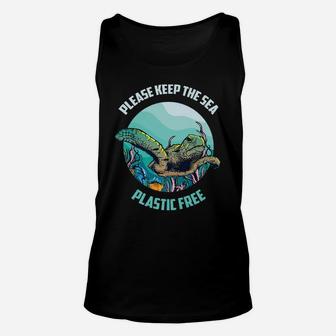 Cute Please Keep The Sea Plastic Free Shirt Environment Gift Unisex Tank Top | Crazezy UK
