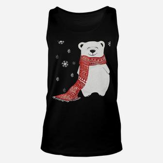 Cute Polar Bear Scarf Merry Christmas Xmas Holidays Gift Tee Sweatshirt Unisex Tank Top | Crazezy