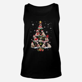 Cute Pugs Christmas Tree Funny Pug Lover Christmas Sweatshirt Unisex Tank Top | Crazezy