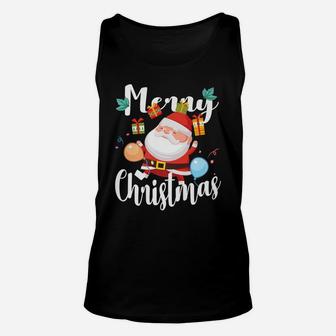 Cute Santa Claus Hat Merry Christmas Tee Xmas Funny Santa Unisex Tank Top | Crazezy