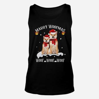 Cute Shiba Inu Funny Marry Woofmas Dog Lovers Gift Unisex Tank Top - Monsterry AU