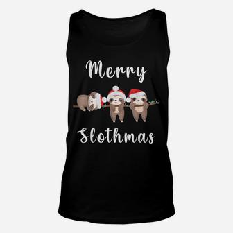 Cute Sloths Christmas For Sloth Lovers - Merry Slothmas Unisex Tank Top | Crazezy