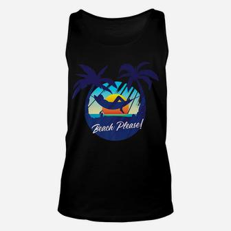 Cute Tropical Beach Please Sunset And Palm Trees - Beach Unisex Tank Top | Crazezy