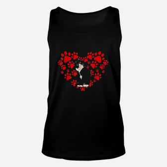 Cute Tuxedo Valentines Day Hearts For Cat Lovers Unisex Tank Top | Crazezy AU