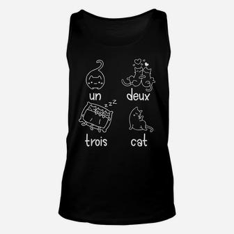 Cute Un Deux Trois Cat Loving French 1-2-3-4 Counting Kitty Unisex Tank Top | Crazezy UK