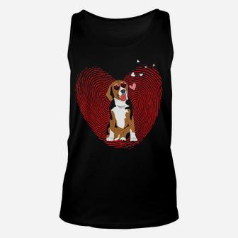 Cute Valentine's Day Beagle Heart Dog Unisex Tank Top - Monsterry CA