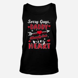 Cute Valentines Sorry Guys Daddy Already Has My Heart Unisex Tank Top - Monsterry DE