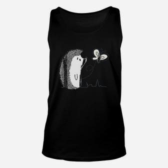 Cute Vintage Hedgehog And Butterfly Art Unisex Tank Top | Crazezy CA