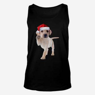 Cute Yellow Lab Puppy Shirt Santa Hat Funny Christmas Gift Unisex Tank Top | Crazezy CA