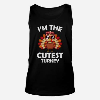 Cutest Turkey Family Group Matching Thanksgiving Party Gift Unisex Tank Top | Crazezy
