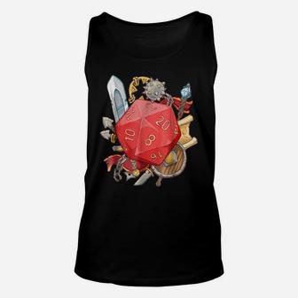 D20 Tabletop Rpg Dice Dungeon Fantasy Game T-Shirt Unisex Tank Top | Crazezy