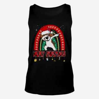 Dabbing Beagle Dog Boho Rainbow Funny Merry Christmas Sweatshirt Unisex Tank Top | Crazezy UK