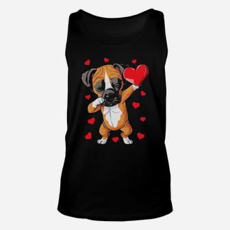 Dabbing Boxer Valentines Day Dog Lover Heart Unisex Tank Top - Monsterry AU