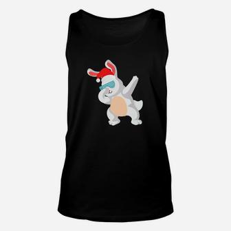 Dabbing Bunny Rabbit With Santa Claus Hat Dab Dance Unisex Tank Top - Thegiftio UK